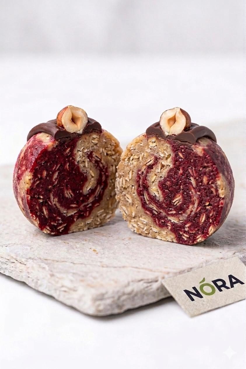 NŌRA Berry & Hazelnut Energy Bite cross-section